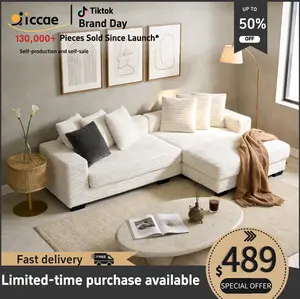 【3 Packages】【Christmas】Niccae Modular Sectional Sofa Bed Convertible L-Shaped Couch with Removable Ottoman for Living Room, Game Room, Apartment - Multi-Functional Space Saving Furniture, No Tool Assembly Required, Durable Foam Chaise Lounge