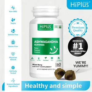 HiPlus Ashwagandha & Vitamin D Gummies | KSM-66, Mixed Berry Flavor, Plant-Based, Vegan, Non-GMO, Gluten-Free & Gelatin-Free | 60 Gummies Healthcare Sleep Aid chlorophyll Edible Fitness Dietary Supplement