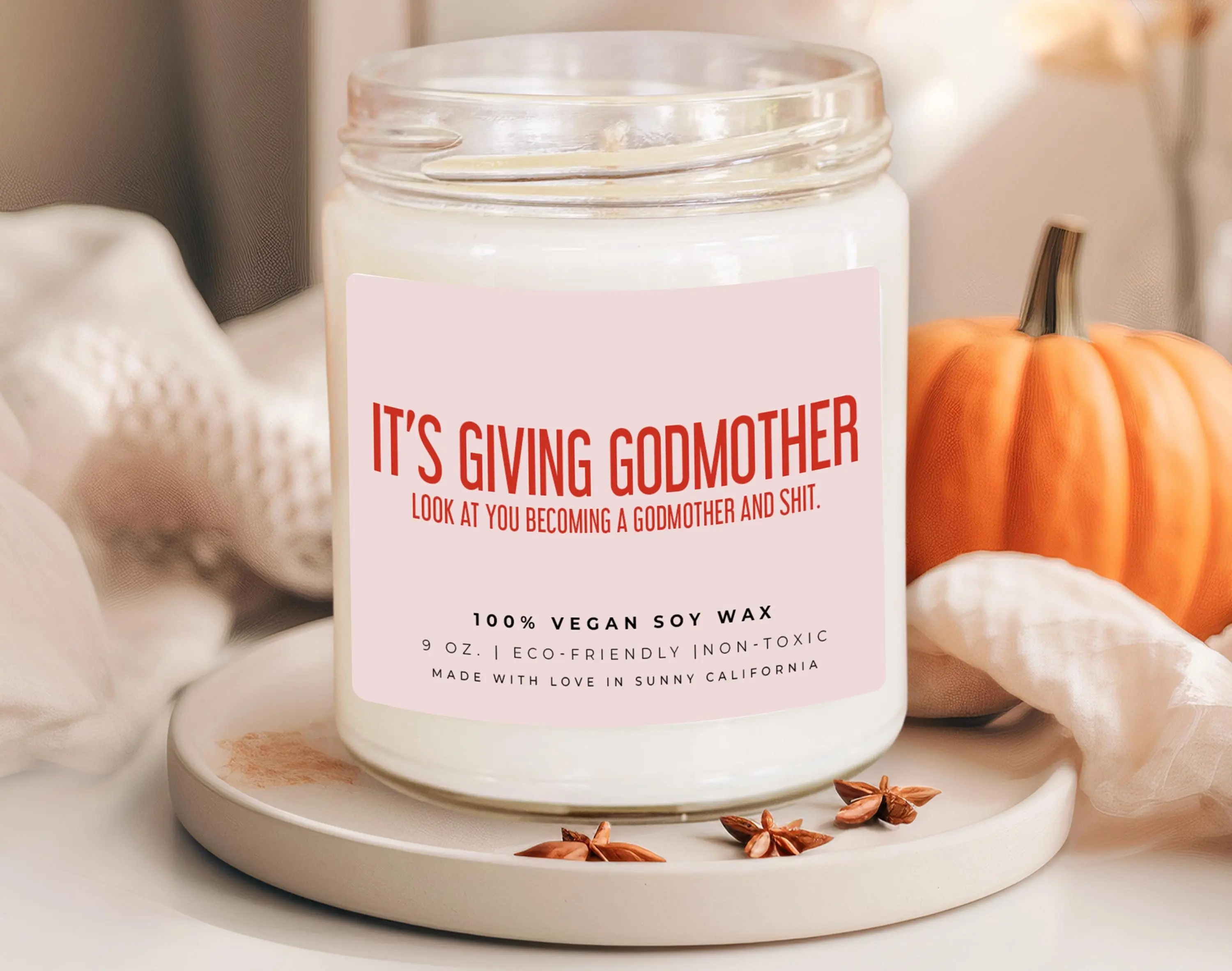 It's Giving Godmother Candle, New Godmother Present, Promoted To Godmother Candle, Can You Be My Godmother Soy Wax Candle, (C-47FAM) Decor Glass