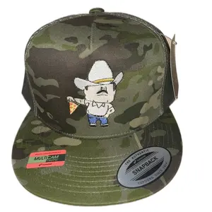 Camo Embroidered Baseball Cap, Flat Brim Snapback Casual Hat with Adjustable Strap for Daily Wear and Outdoors