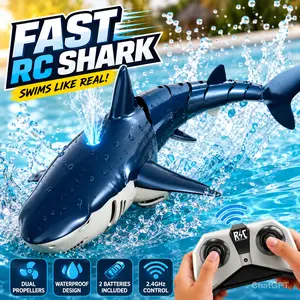 Remote Control Shark Toy 2.4GHz  for Kids 6+ with Water Spray for Pool and Lake