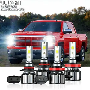9005 + H11 LED high and low beam headlights For 2007-2020 Chevy Silverado 1500 2500HD Super LED Headlight High/Low Bulbs Kit Reliable Quality