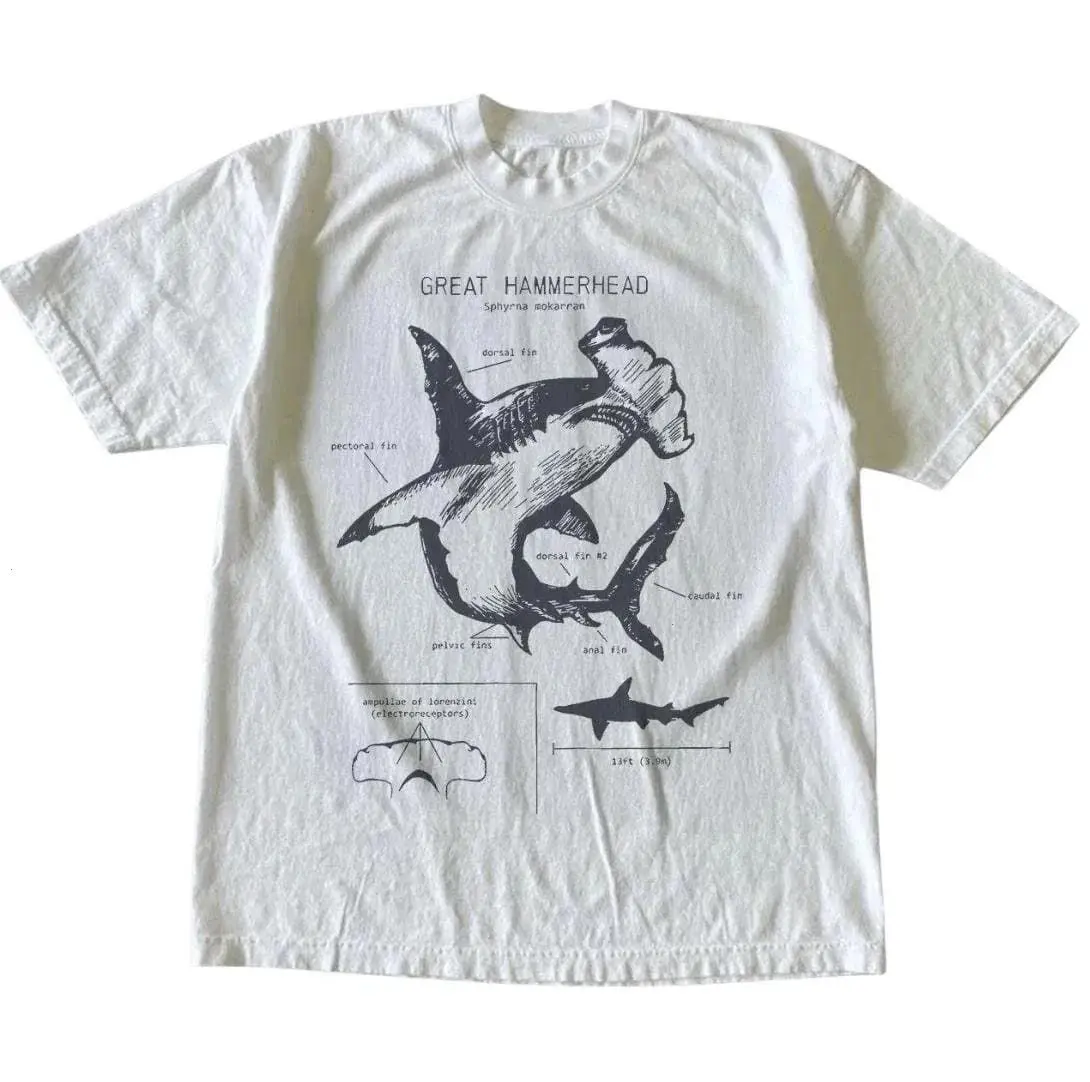 Hammerhead Shark Scientific Illustration Graphic T-Shirt | Vintage Ocean Tee