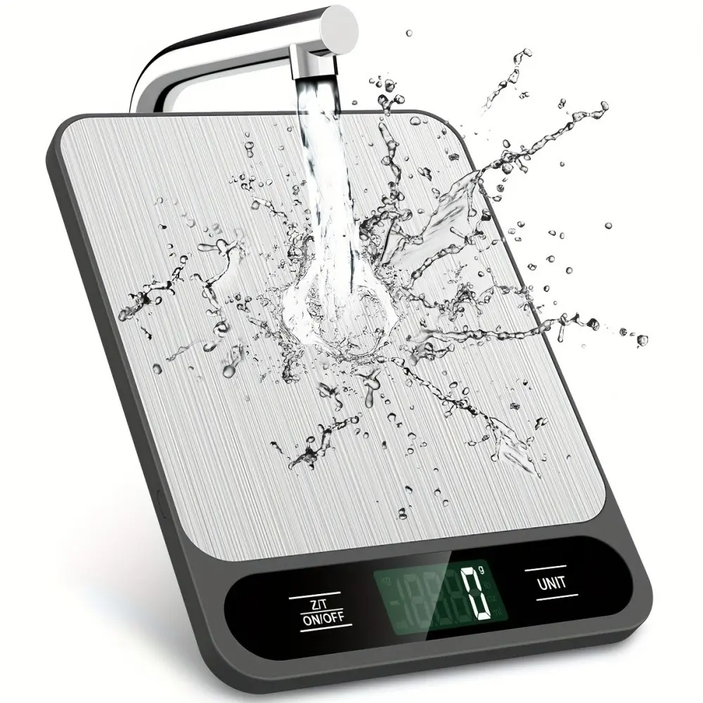 Household electronic food scales, Kitchen food scale, Weighing scale for food, High accuracy (0.01g), Use 2 AAA batteries, a variety of units freely switched, LCD display, stainless steel surface, waterproof and dustproof, suitable for home baking