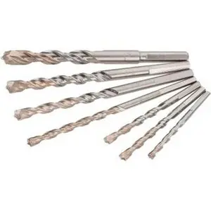 DeWALT 3/16 to 1/2", 0° Point, Bright Finish, Carbide-Tipped Hammer Drill Bit Set 7 Piece, Standard Point, Round with Flats Shank, 3, (2) 4, (4) 6" OAL DW5207