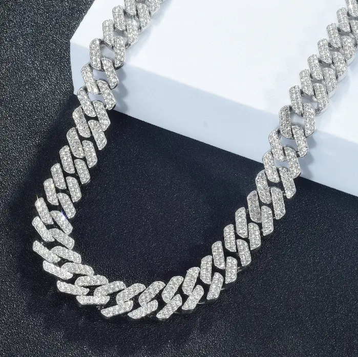 Unisex Iced Out Cuban Link Chains - 13mm Geometric Hip Hop Necklaces, Gold/Silver Metal Coating, 18-24 in Daily Wear Costume Jewelry, Men's Accessories & Cool Gifts for Guys