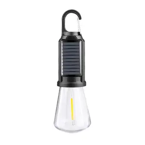 1pcs Outdoor Solar Led Camping Lantern – Usb Rechargeable Tent Light – Hanging Camping Bulb (flat Base) – Camping Flashlight – Black,summerwins