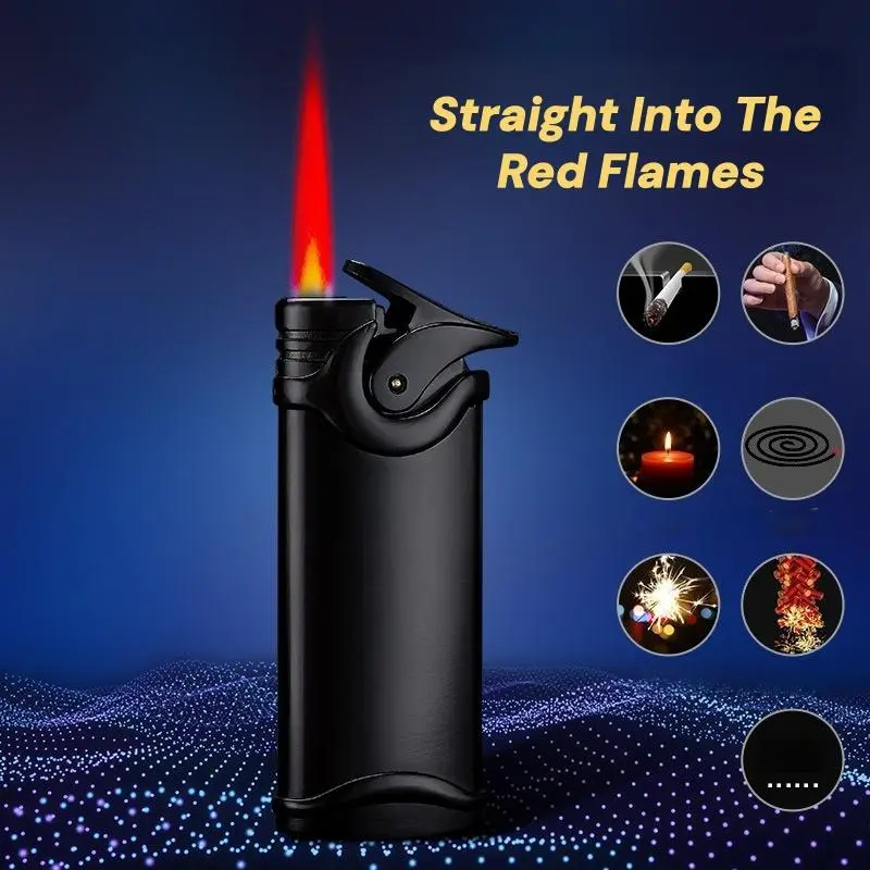 Vintage Windproof Metal Lighter - Sturdy, Durable, Adjustable Flame Size, Refillable Decor for Car Interior, Ideal for Camping, Barbecues, Gift for Men