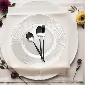 JIT 20 pcs  Clear Charger Plates,Round Plastic Reef Plate Chargers for Dinner Plates,Christmas Wedding,Party Elegant Decoration Place mats 13inch/33cm