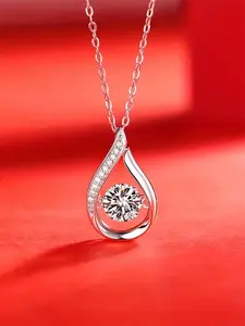 1 PC Elegant Cubic Zirconia Necklace Pendant For Women Exquisite Jewelry Gift Valentine's Day Gift Wedding Jewelry Sparkling CZ Necklace