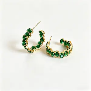 Luxury Emerald Green Crystal Hoop Earrings| 925 Silver Needle Fashion Jewelry turquoise stud earring #JewelryTok #EarringsOfTheDay #BlingBlingJewelry #StatementJewelry #MustHaveJewelry #AffordableLuxury#EmeraldGreenEarrings#CrystalHoopEarrings