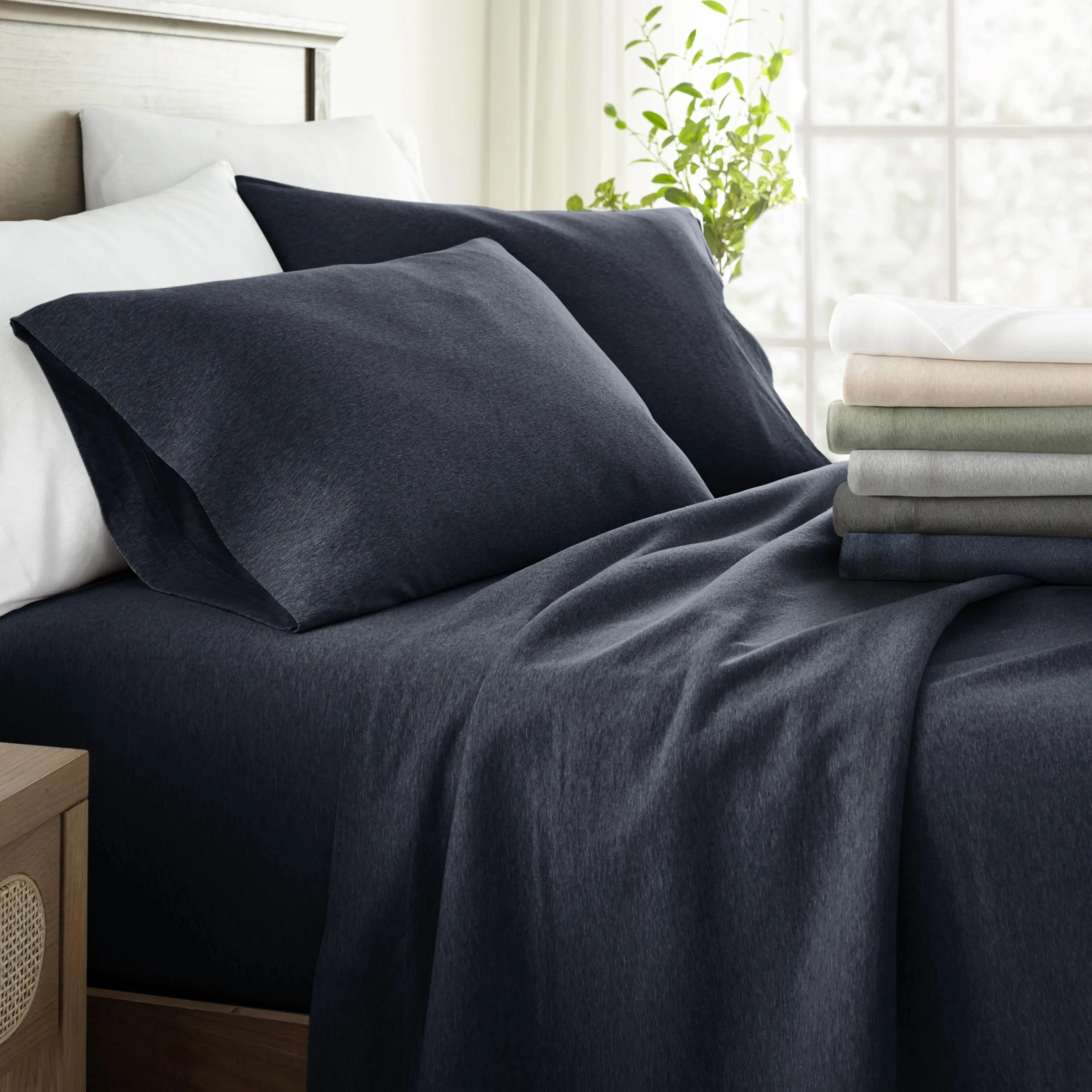 100% Cotton Jersey Knit 4-Piece Sheet Set 100% Cotton Jersey Knit 4-Piece Sheet Set