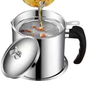 Stainless Steel Kitchen Container with Filter, 1.8L Edible Oil Storage, Easy to Hold, Suitable for Hotels & Restaurants, Bulk Kitchenware
