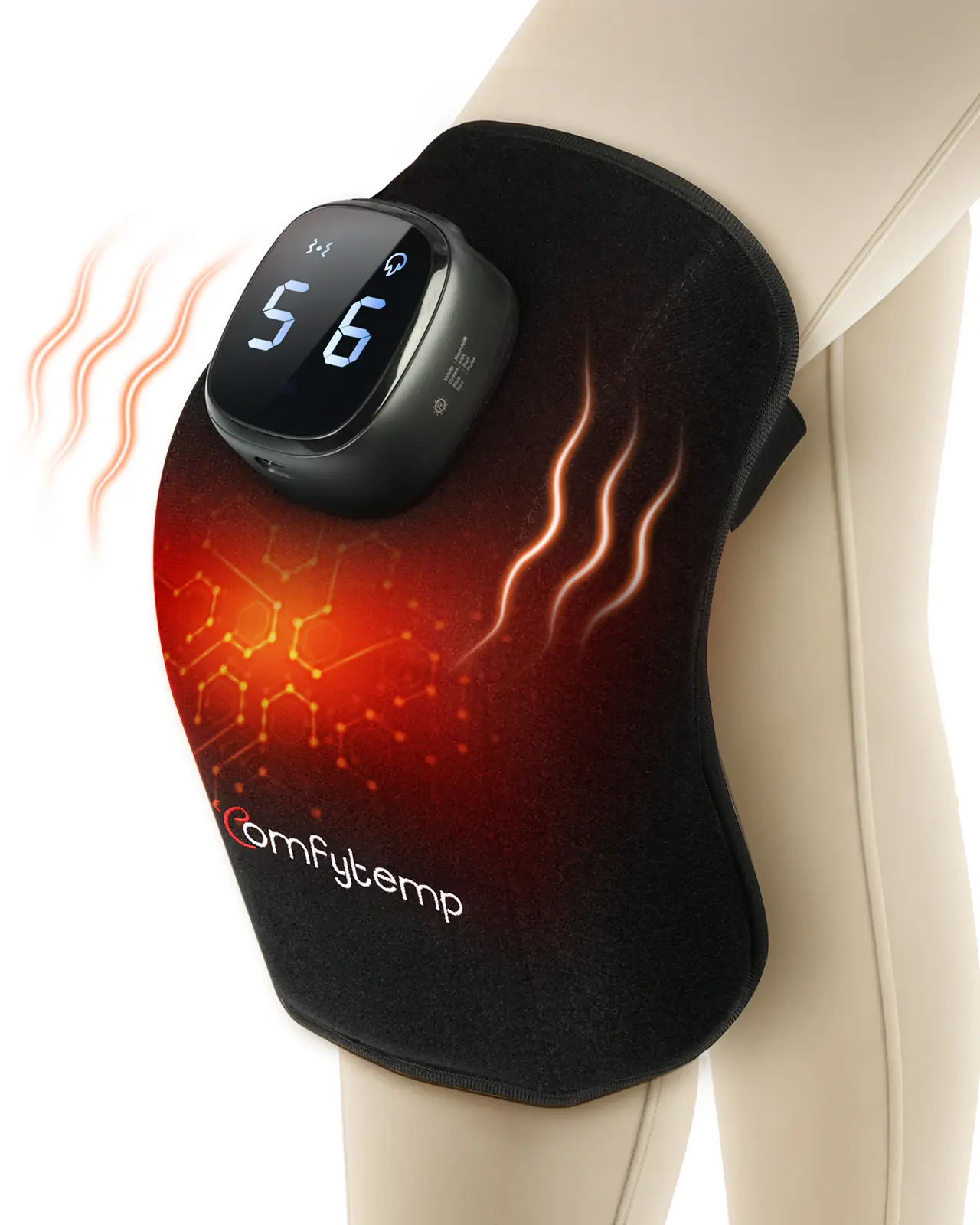 1 Piece Protable Comfort Knee Massager with Heat, Heated Knee Brace Wrap for Women, Birthday Gift for Mom Dad, 9 Heat 5 Vibration
