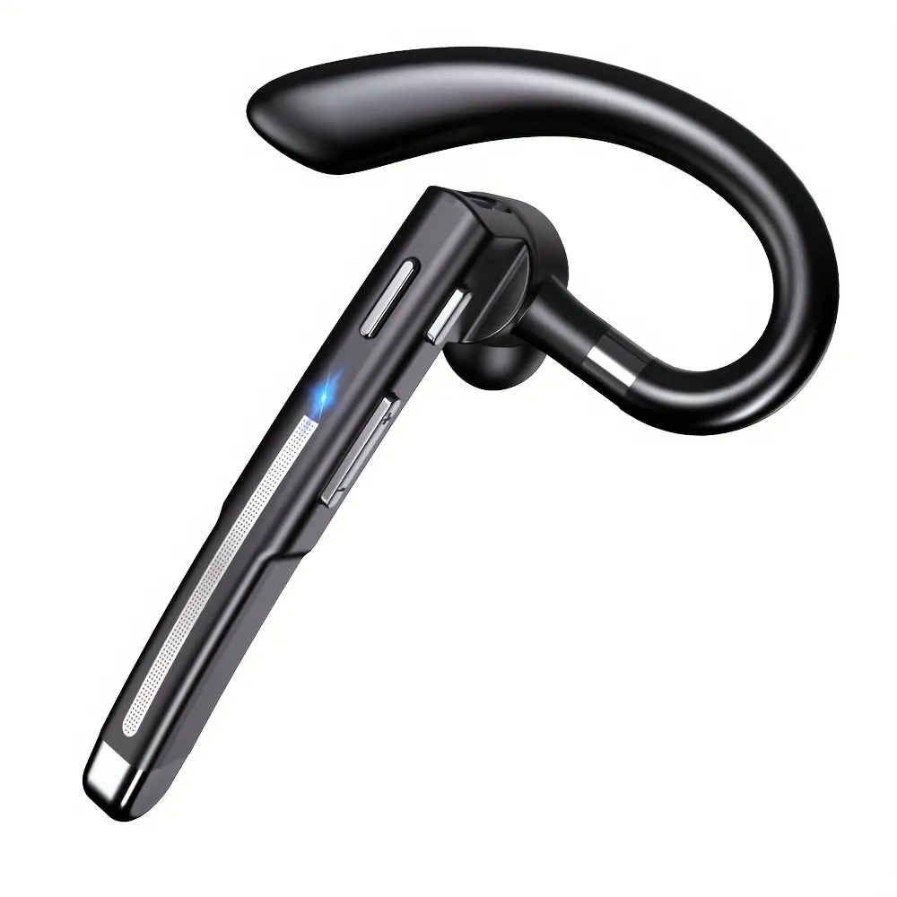 Bluetooth Voice Control Single Ear Earphone, V5.3 Wireless Hands-Free Headset with Noise-Cancellation Microphone, 33H Talk Time, Wireless Noise Cancelation Single Ear Earphone, Compatible with iPhone & Android, for Hands Free Driving & Business (Black)