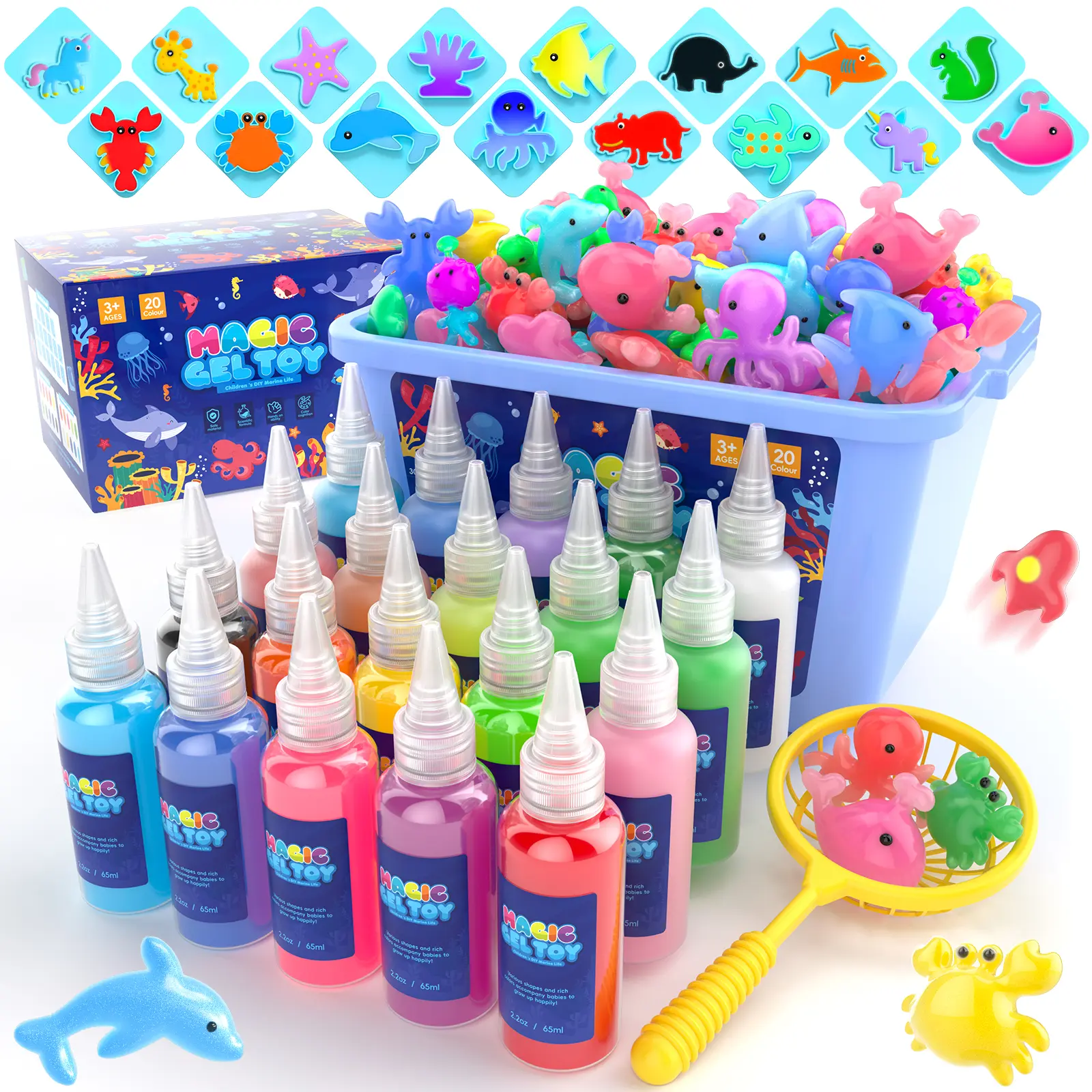Joyfresh Magic Water Elf Toy Kit, Aqua Fairy Water Gel kit with 20 Magic Gel and 16 Molds-Easter Craft, Water Pets, Birthday Gifts Crafts&Art DIY Kit backtoschool