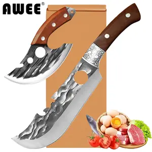 [Buy 1 Get 1 Free] AWEE Today Only: 2-Piece Kitchen Knife Set - Razor Sharp Chef's Knife & Bone Cleaver. The Ultimate Combo for Home Cooking, Butchering, and Slicing. Essential Kitchen Cutlery and the Perfect Gift for Family & Friends. Block