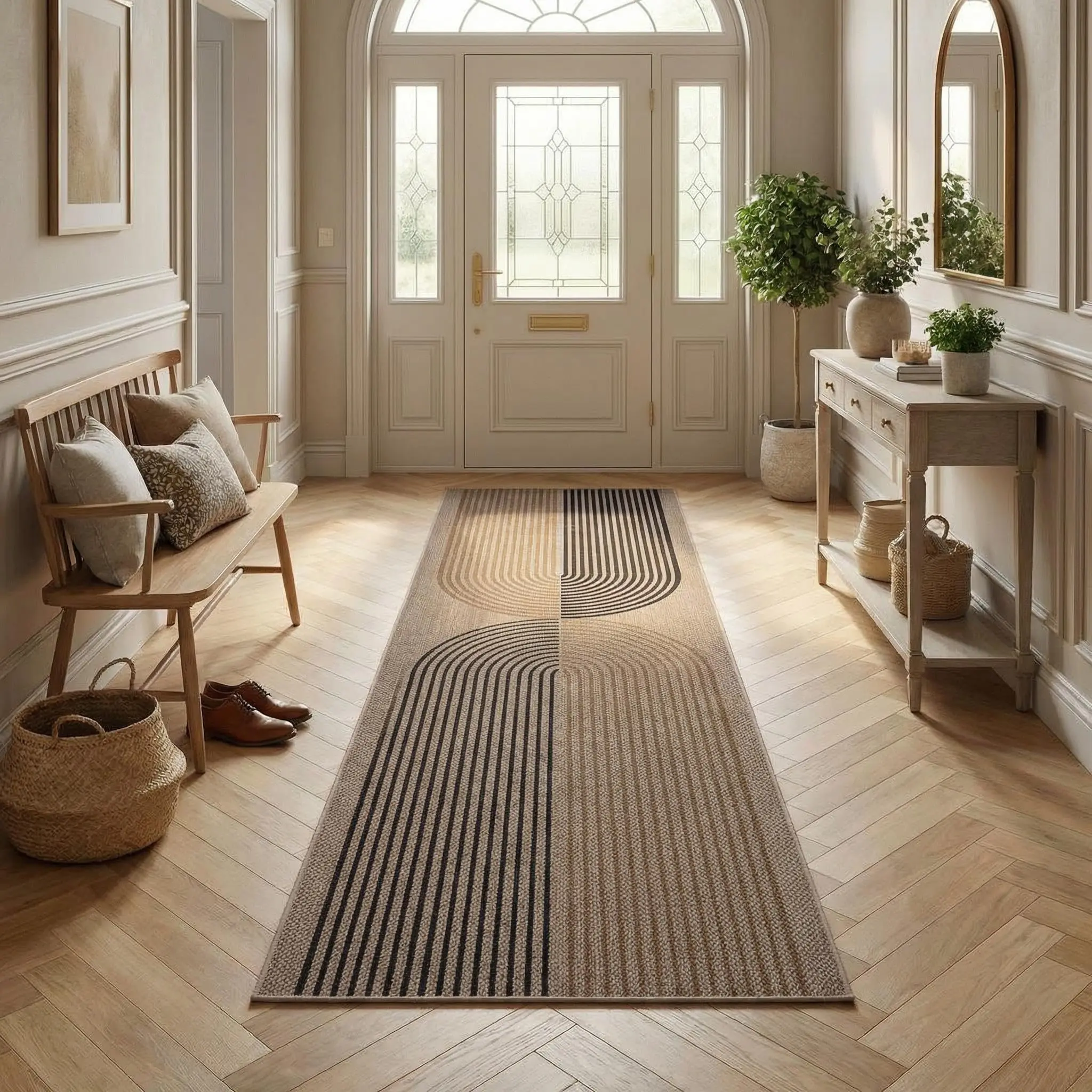Easy Jute 2x6 Modern Rainbow Runner Rug for Hallway Kitchen Non Slip Indoor Outdoor Runner Door Mat for Laundry Porch
