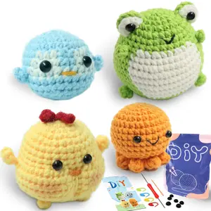 4PCS Crochet Kit for Beginners Animal Crochet Starter Kits,DIY Crochet Kit For Beginners,Crocheting Knitting Kit with Step-by-Step Video Tutorials for Gift,DIY Handicraft and Home Decor, Crochet Set