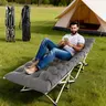 Heavy-Duty Metal Camping Bed - Portable Foldable Carrybag Included, 74.8x28x15 In, Oxford Cloth, Foam Mats, Triangular Frame, Space-Saving, Ergonomic Head Support, Easy-Care, Cotton, Cushion, High-Resilience Pearl Cotton, Emergency Preparedness for Adults