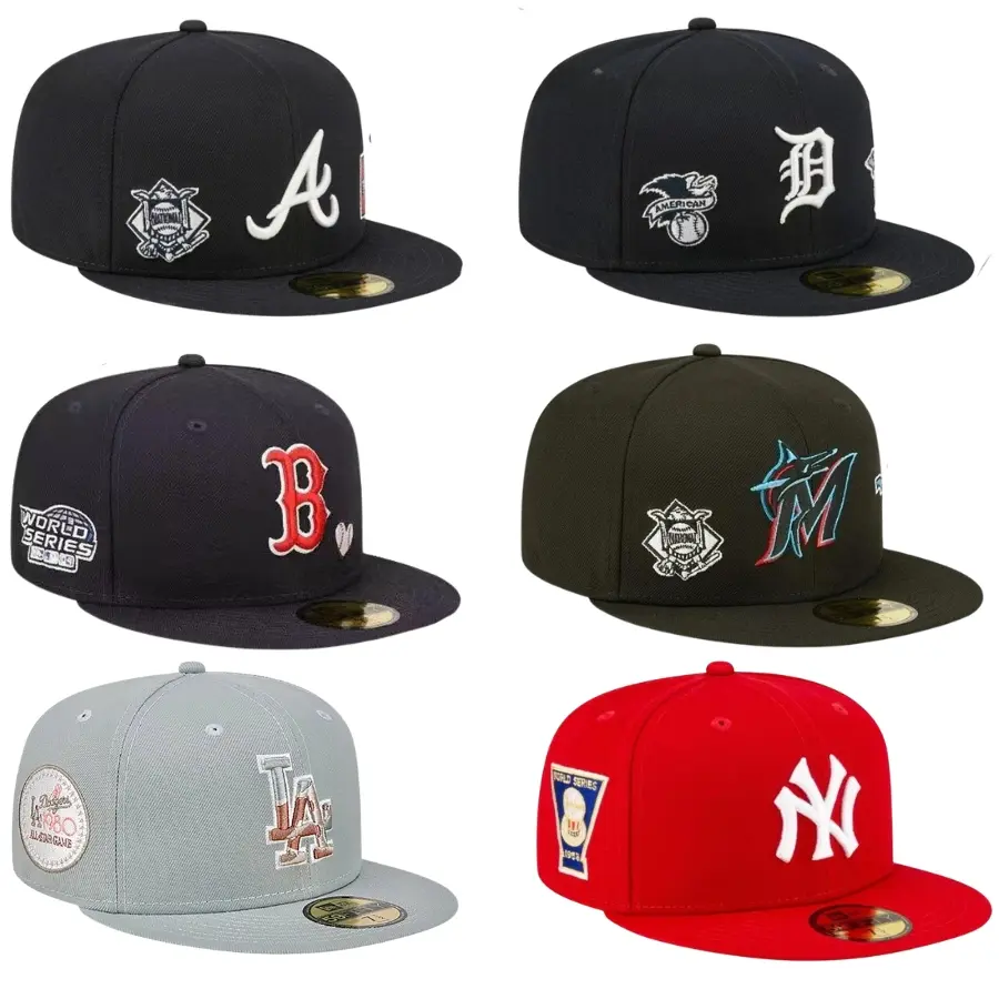 New Era MLB 59FIFTY Fitted Cap, Baseball Hat, Atlanta Braves, Detroit Tigers, Boston Red Sox, Miami Marlins, Los Angeles Dodgers, New York Yankees Style, Streetwear Hip Hop Vintage Trendy TikTok Viral Hat, Gorras Gorra Beisbol, Urban Fashion Unisex