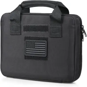 Tactical Pistol Handgun Case Bag, Gun Case Soft Gun Carrying Storage Bag Square Pistol Shooting Range Bag Dual Padded Firearm Case Handgun Pouch