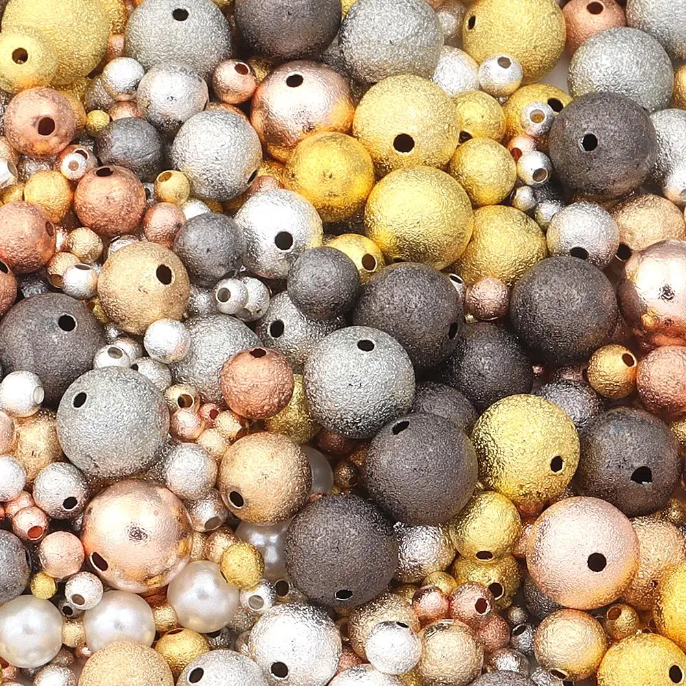 20-100pcs/lot 3-12mm Matte Copper Beads Round Metal Loose Spacer Beads For Jewelry Making DIY Bracelet Necklace Accessories