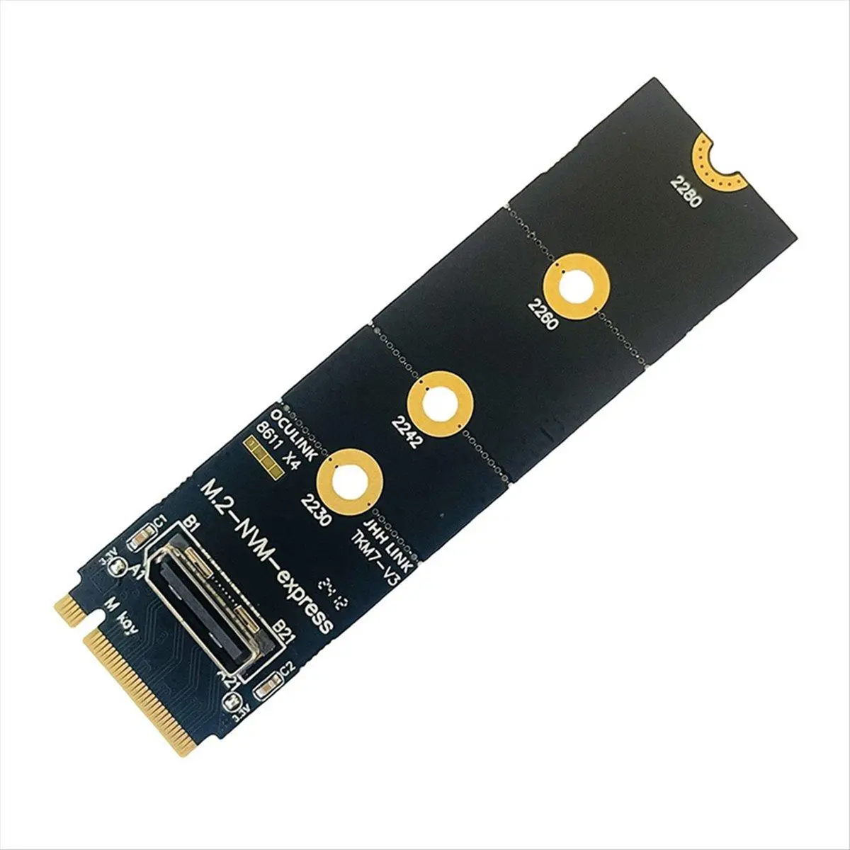 M.2 NVMe to Oculink Female SFF-8612 PCIe X4 4.0 Adapter Card - PCB+Metal Build, Equipped with a Standard Oculink SFF-8612 Interface, Supports DOCK-OC4 External Graphics Card & 2.5 Inch NVMe U.2(SFF 8639) SSD, 4.0 64G Gold Finger Immersion Gold Process