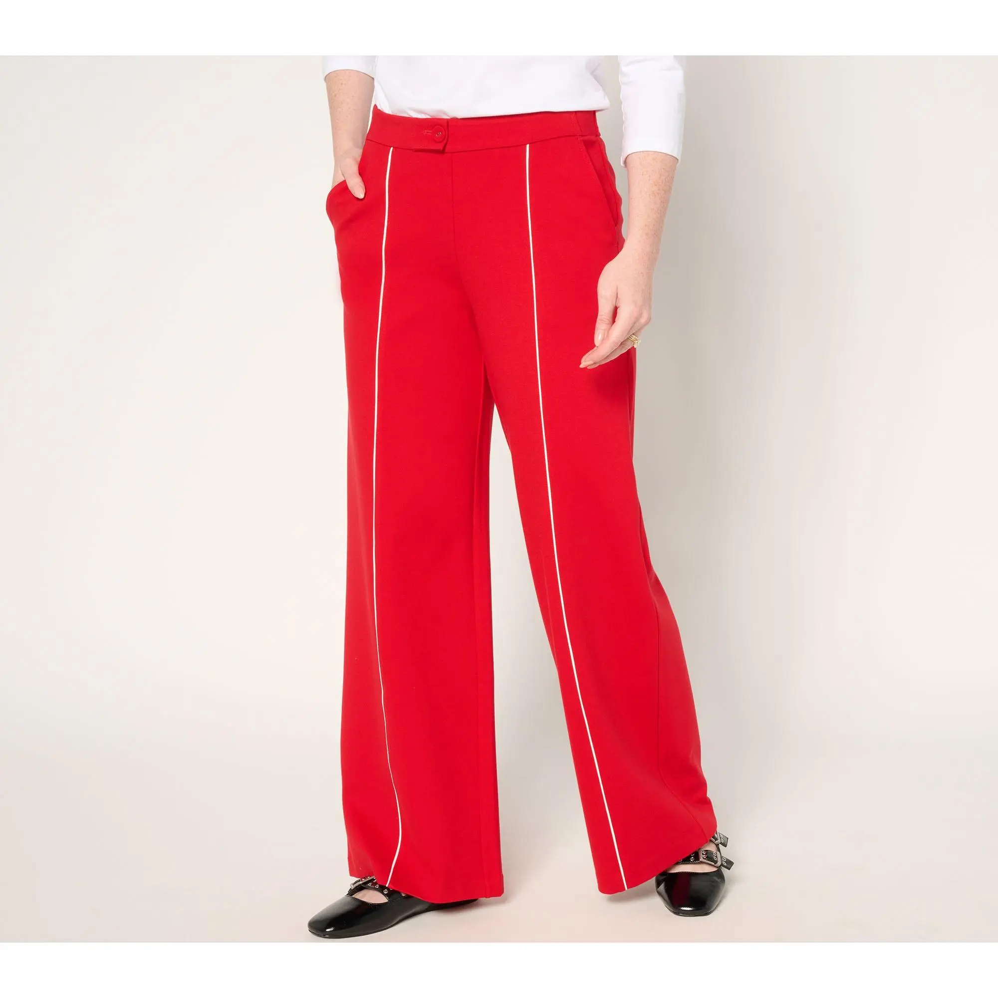 Isaac Mizrahi Live! Tall Sublime Stretch Ponte Wide Leg Pants
