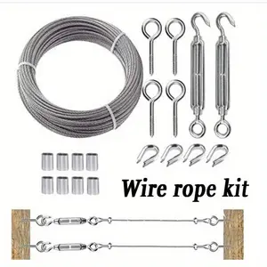 20M 304 Stainless Steel Wire Rope Cable Kit with Turnbuckles and Hooks for Clothesline, Deck Railing, Garden, Outdoor Guardrail Tightening System ( 66FT 1/16" ) - Home Improvement.