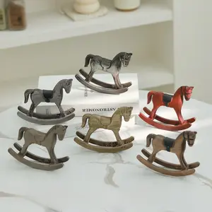 Nordic Retro Wooden Ornament Living Room Desktop Decoration Home Bar Rocking Horse Wooden Craft Home Decor Ornaments
