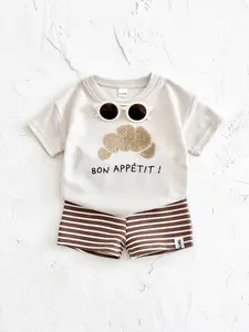 Summer Baby Casual Plaid Short Sleeve + Striped Shorts, Infant Toddler Clothing Set, Outfit, Comfortable and Stylish, Gingham Pattern, Newborn Gift Set