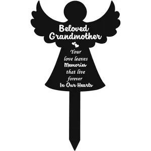 Memorial Stakes Cemetery Grave Plaque Stake Markers Angel Plaques for Outdoors  Sympathy  Garden Decorations Yard(Grandma Style)