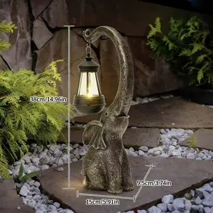 Solar Elephant Statue, Outdoor Garden Resin Crafts For Elephant Statues, Art Decorations With Solar LED Lights, Garden Greening Garden Sculptures, Used For Courtyard Lawn Home Decoration