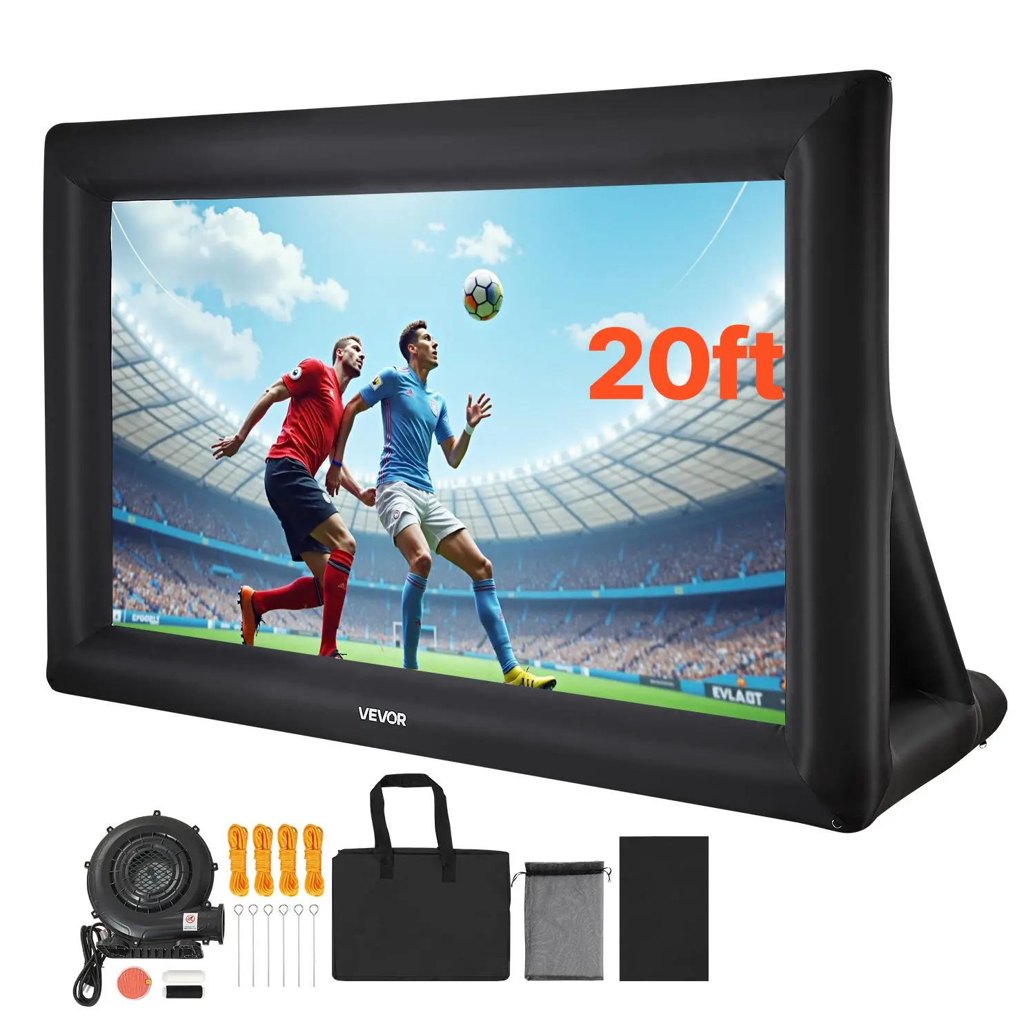 【SummerFinds】VEVOR 20FT Inflatable Projector Screen,  , Inflatable Movie Screen Outdoor with 250W Air Blower Projector Screen Oxford Fabric Material Blow Up Screen for Outdoor Backyard, Home Theater, Theme Party