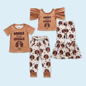 Thanksgiving turkey girls shirt matching pants outfit
