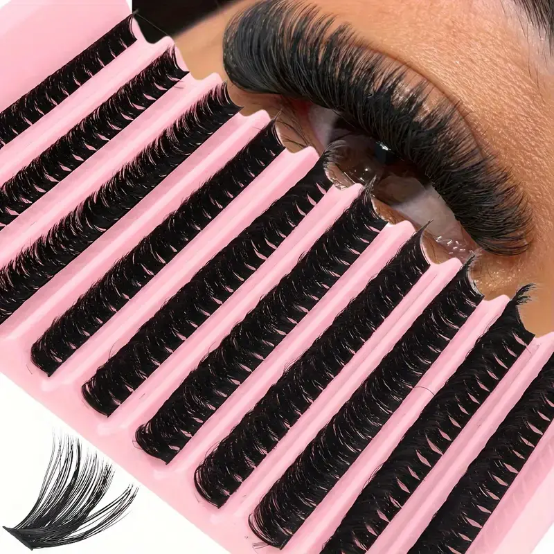 Lash Clusters 200pcs DIY Individual Lashes Natural Look Wispy Eyelash Extension 8-16mm D Curl Individuals Cluster Lashes Fluffy Lash Extensions Resuable DIY At Home DIY Volume Eyelashes Volume False Eyelashes