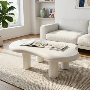 Fashionable and minimalist cloud coffee table, modern living room table, white cream style, cloud shaped, beautiful and elegant, suitable for living rooms, study rooms, bulletin boards, bedrooms ..