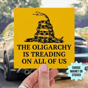 The Oligarchy Is Treading On All Of Us Bumper Sticker/Car Magnet, Class War Consciousness, Eat The Rich, Fuck Capitalism, Left Right Unite X