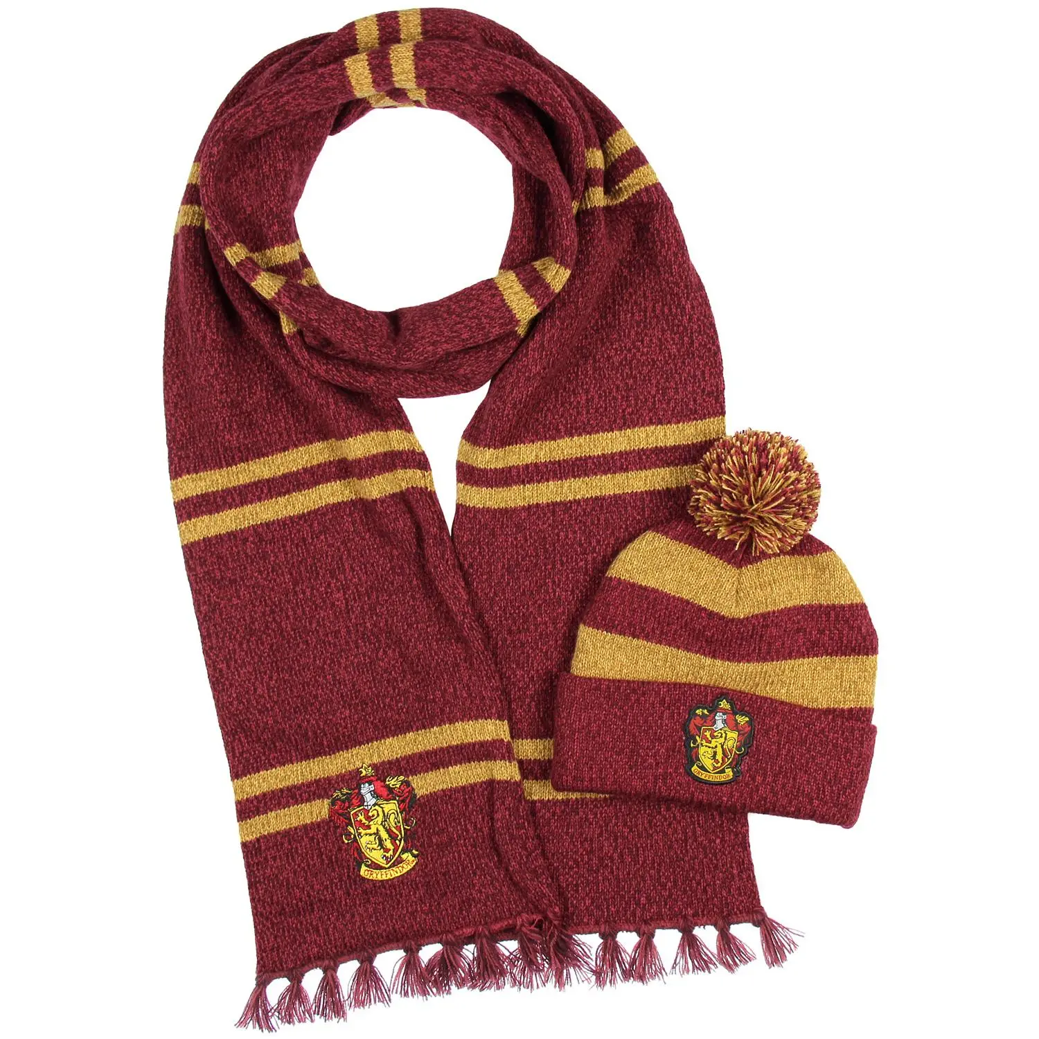 Harry Potter Hogwarts Houses Knit Scarf & Pom Beanie Set