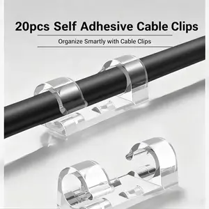 20 pieces of multi-purpose wire organizer, transparent adhesive wire clamp, non drilling wire bracket clamp, multi-purpose wire clamp, suitable for household, office and automotive organizations, transparent plastic cable clamp, with strong adhesion