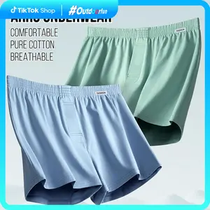 < Soft>< Day>Breathable Menswear Arrow Men's Pajama Shorts, Loose Underwear, Fat Guy Boxer Briefs in Pure Cotton Fabric