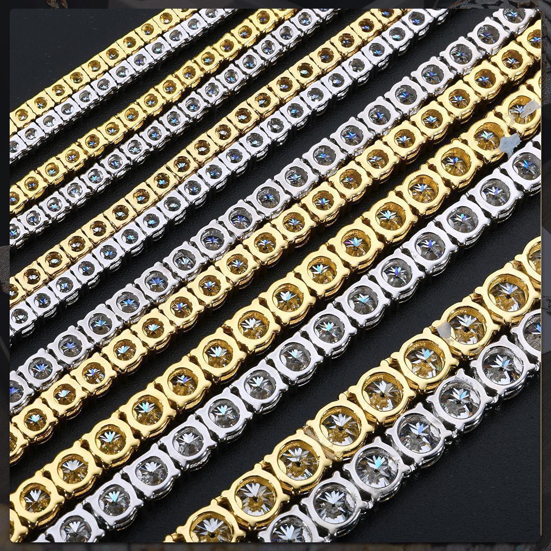 Sparkling Moissanite Tennis Chain Bracelet Necklace 100% 925 Sterling Silver Pass Diamond Test Fine Jewelry valentine's day Gift