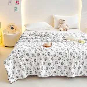 Knitted Cotton Airable Cover Summer Quilt Thin Duvet Single Double Student Dormitory Summer Blanket