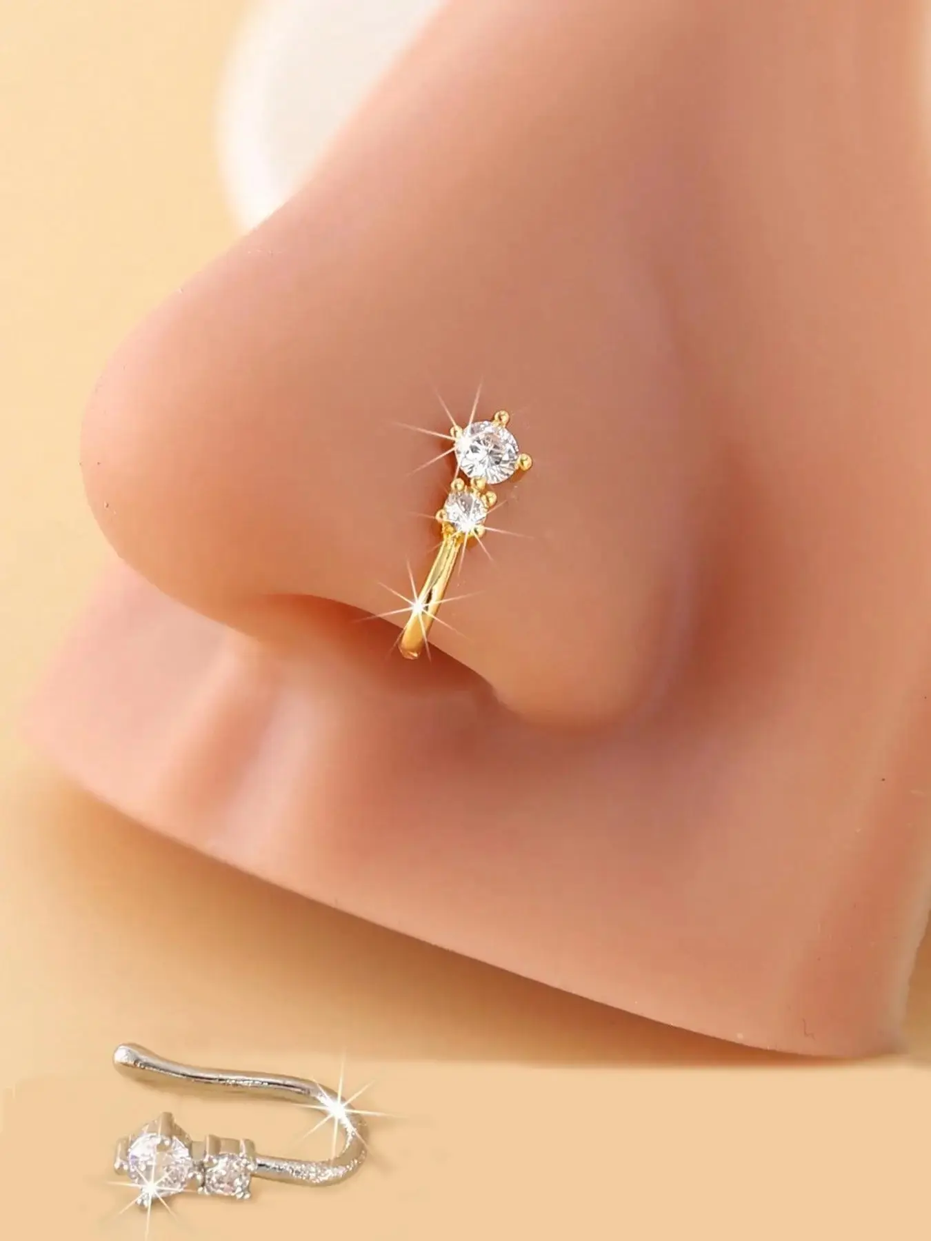 Simple U-Shaped Non-Piercing Nose Ring Set, Nose Clips and Body Jewelry for Unpierced Nostrils and Daily Wear