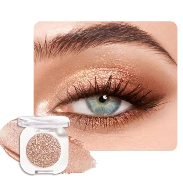 Light Brown Single Glitter Eyeshadow Makeup, Neutral Cream Eye Shadow for Women, Brown Shimmer Singles Eyeshadow Palette Pigmented Waterproof, sombras para ojos, Blendable, Vegan & CrueltyFree