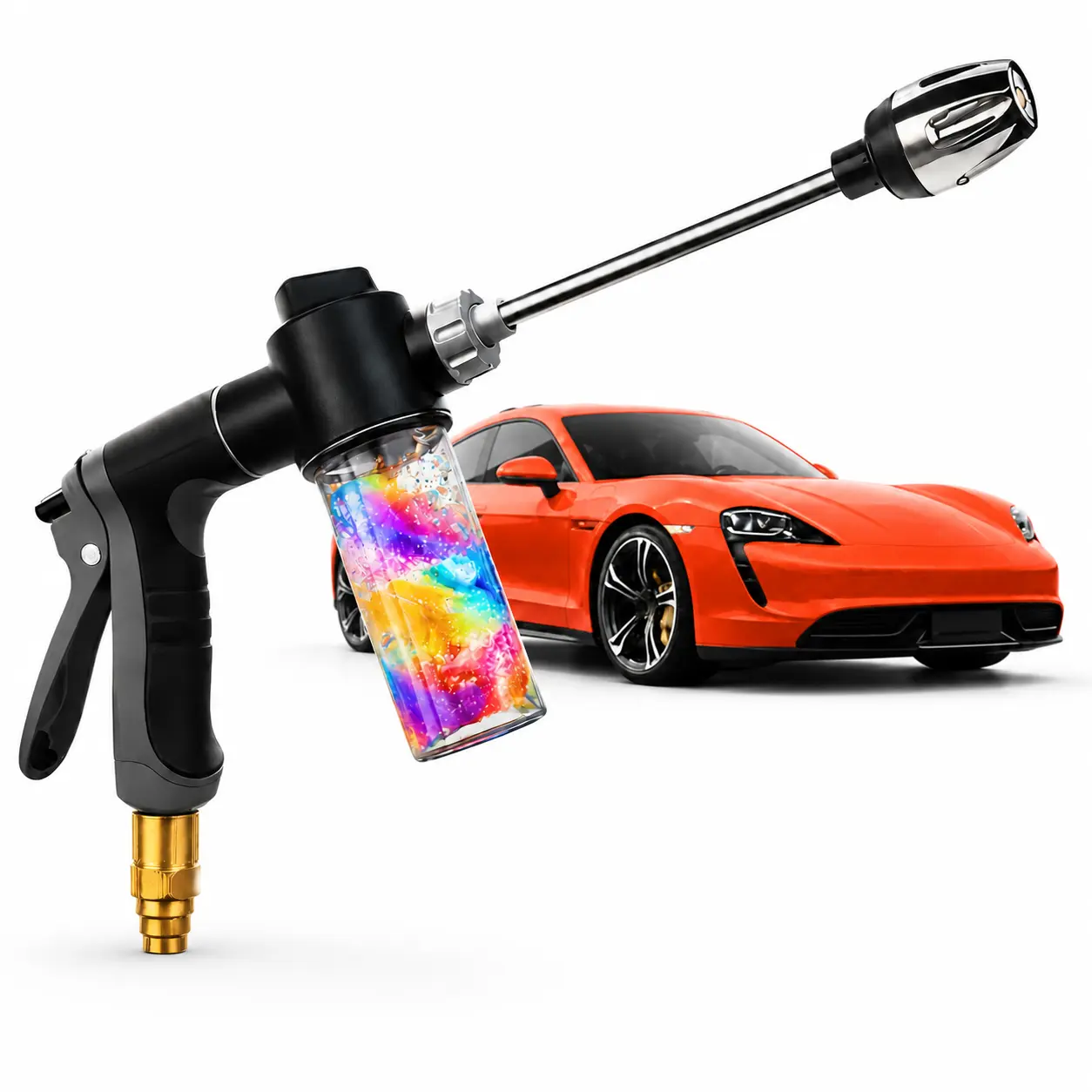 High Pressure Car Wash Foam Gun Kit with Blue Towel, Garden Hose Spray Nozzle for Car Cleaning, Outdoor Washing, Car Wash Kit