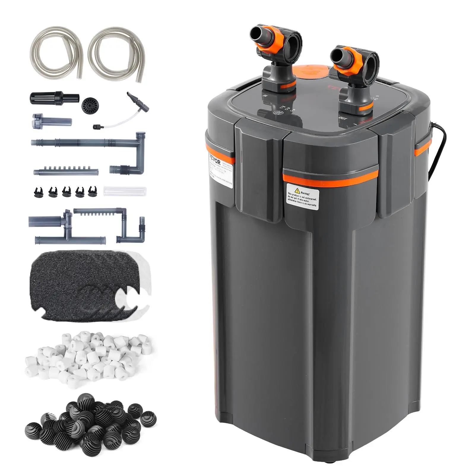 【summerfinds】VEVOR Aquarium Filter 528GPH, 5-Stage Canister Filter 200 Gallon, Ultra-Quiet Internal Aquarium Filter with UV Protection, Submersible Power Filter with Multiple Function for Fish Tanks, 20W