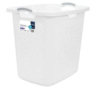 XL Lamper Plastic Laundry Basket, White, Adult/Tween - 2.5 Bushel Organiser Room Circle