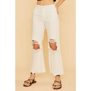 Annie Wear Distressed Raw Hem Jeans holey